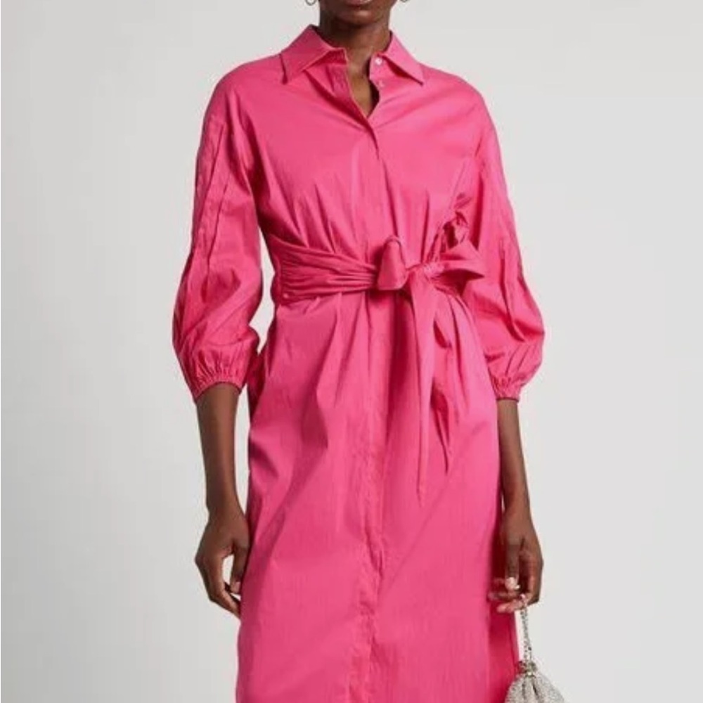 D.exterior Hot pink long  button up dress